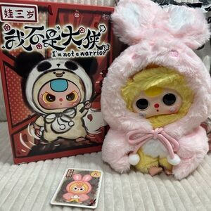 CHICKEN- Pink Bunny Hood “I'm Not a Warrior” plush.New. Box opened to verify.
